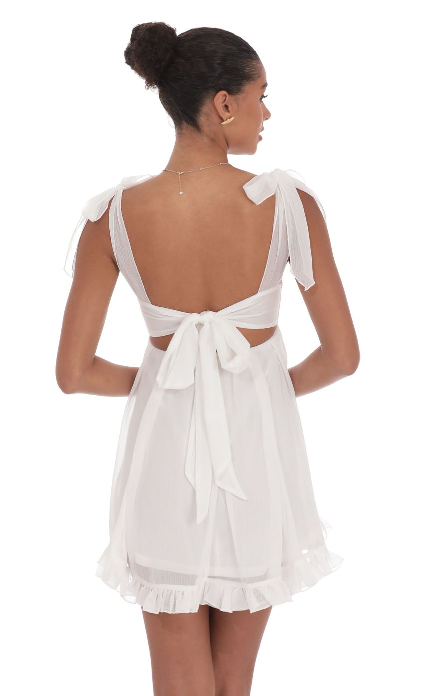 Lucy In The Sky Shimmer Ruffle Babydoll Dress in White