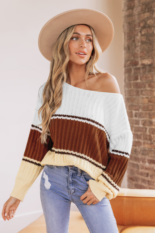 Cupshe Colorblock One-Shoulder Sweater (x2)