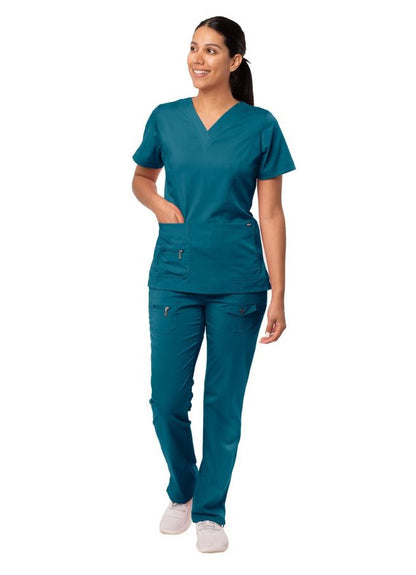 Adar Women's Breakthrough Plus Scrub Set - Apple - Black - Caribbean Blue