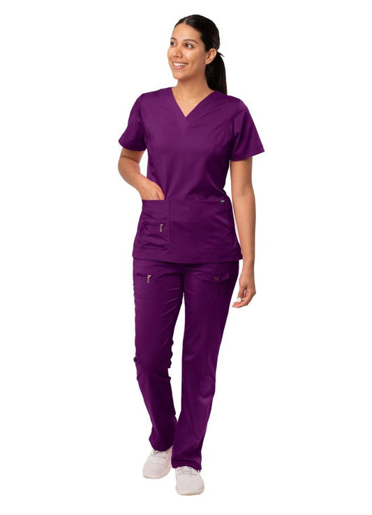 Adar Women's Breakthrough Plus Scrub Set - Eggplant - Hunter Green - Navy