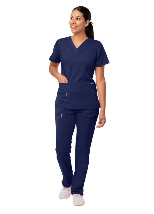 Adar Women's Breakthrough Plus Scrub Set - Eggplant - Hunter Green - Navy