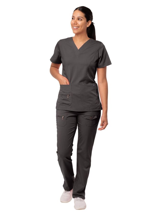 Adar Women's Breakthrough Plus Scrub Set - Royal Blue - Pewter - Rapture Rose