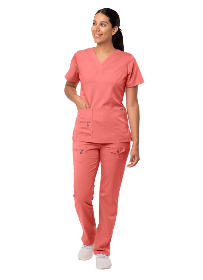 Adar Women's Breakthrough Plus Scrub Set - Royal Blue - Pewter - Rapture Rose