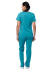 Adar Women's Breakthrough Plus Scrub Set - Teal Blue - White - Wine