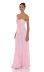 Lucy In The Sky Chiffon Rossette Ruffle Maxi Dress in Pink