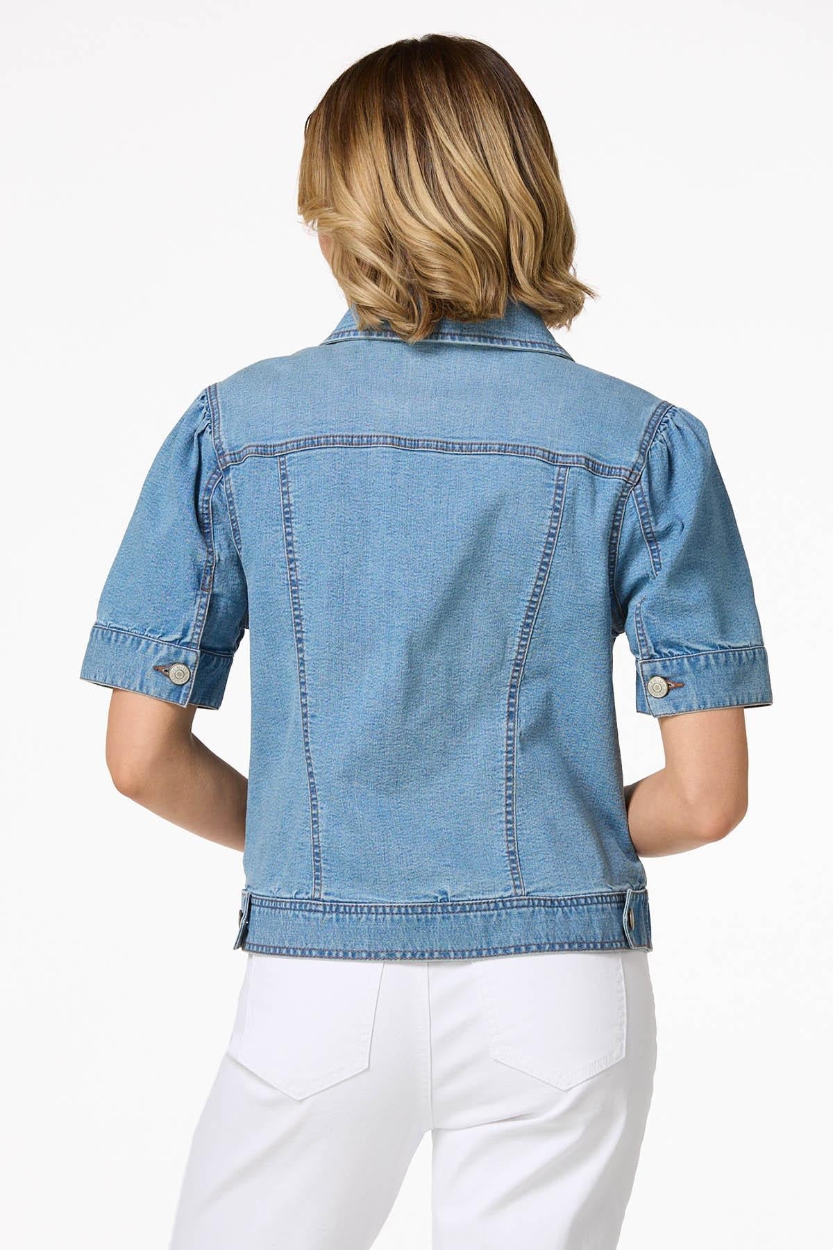 Cato Fashions Women's Puff Sleeve Denim Jacket