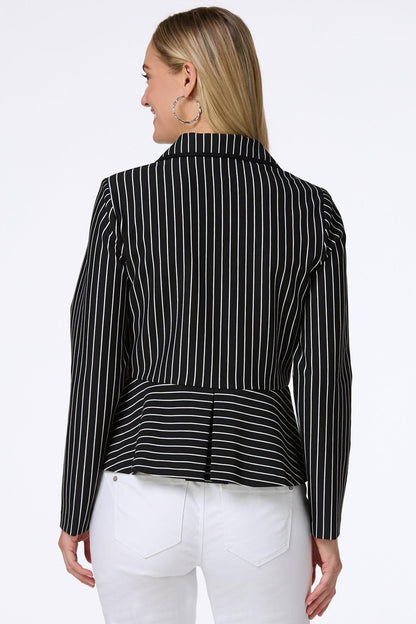 Cato Fashions Women's Stripe Peplum Blazer