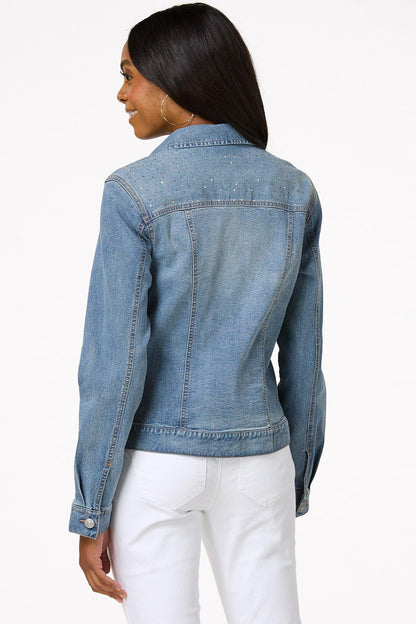 Cato Fashions Women's Rhinestone Denim Jacket