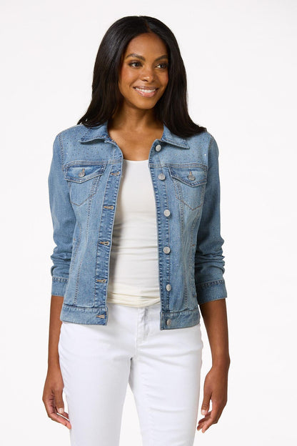 Cato Fashions Women's Rhinestone Denim Jacket