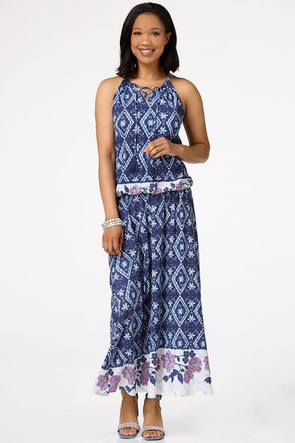 Cato Fashions Women's Floral Border Maxi Skirt