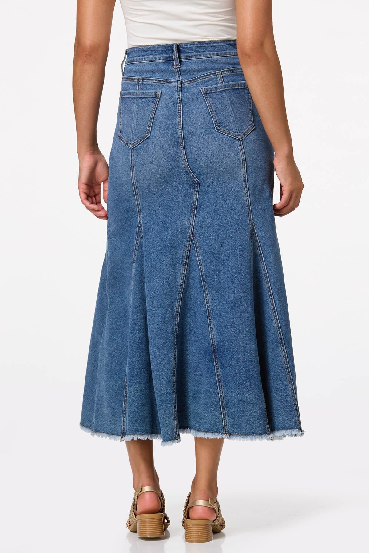 Cato Fashions Women's Fit And Flare Denim Maxi Skirt