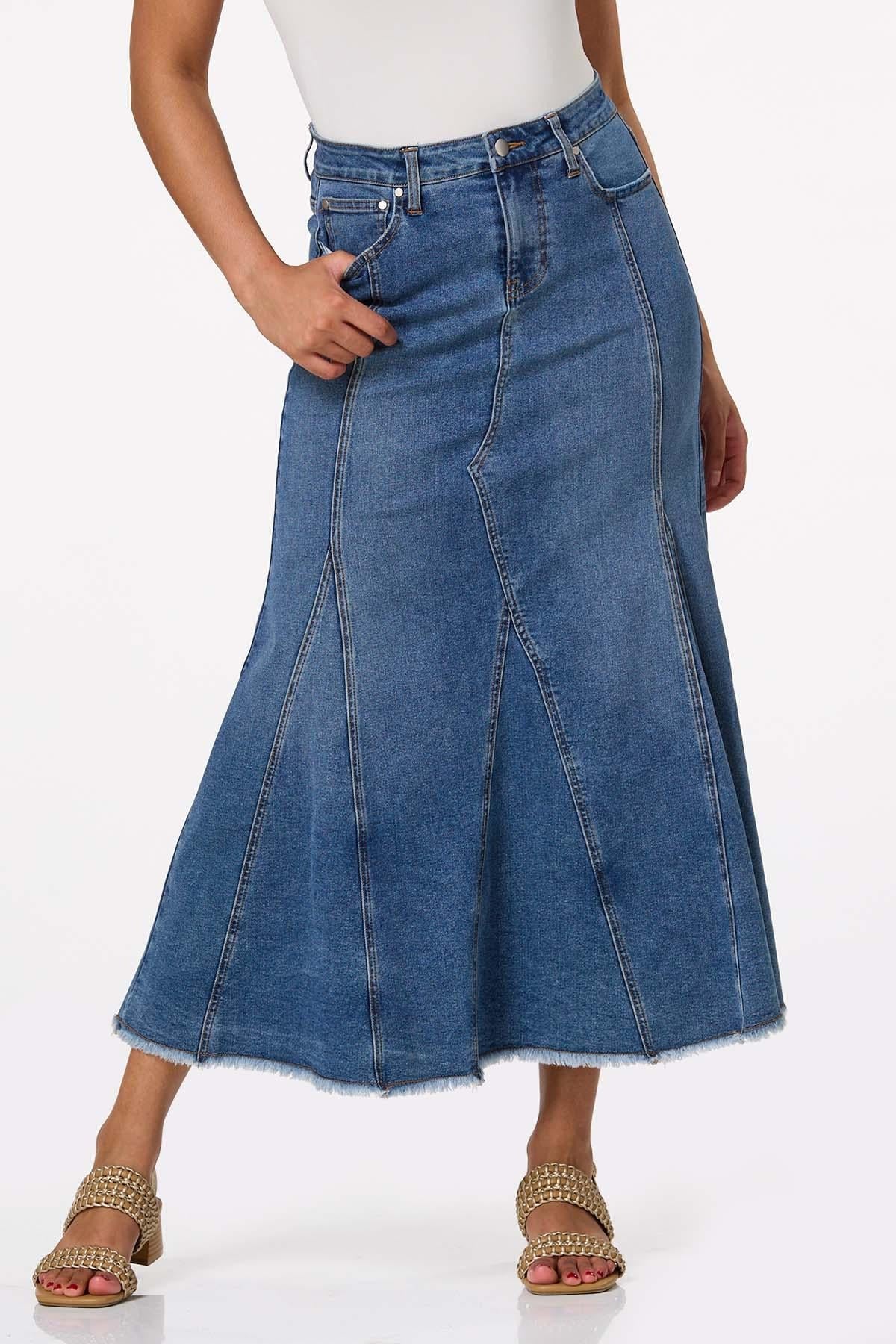 Cato Fashions Women's Fit And Flare Denim Maxi Skirt