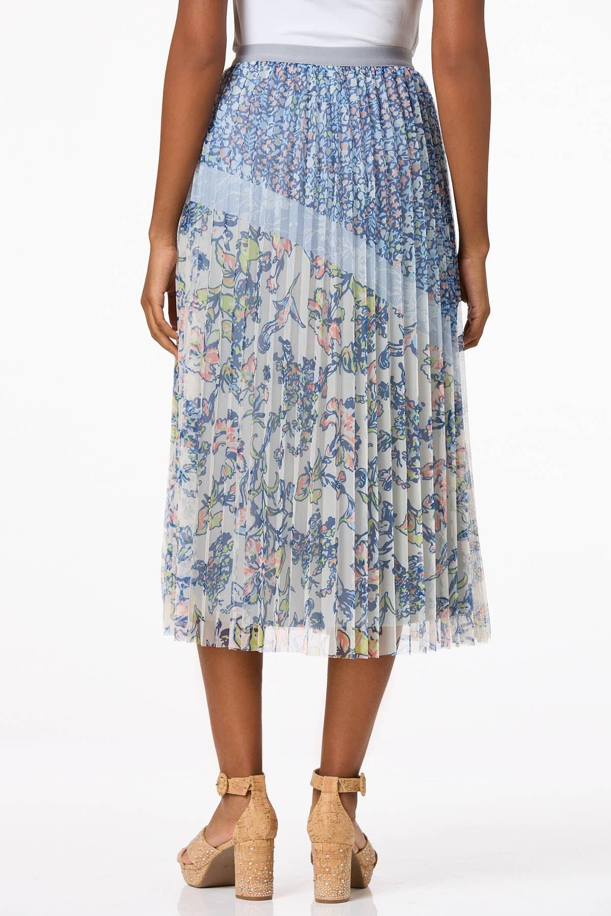 Cato Fashions Women's Floral Pleated Mesh Skirt