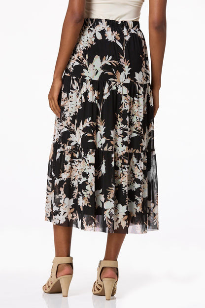 Cato Fashions Women's Mesh Floral Midi Skirt