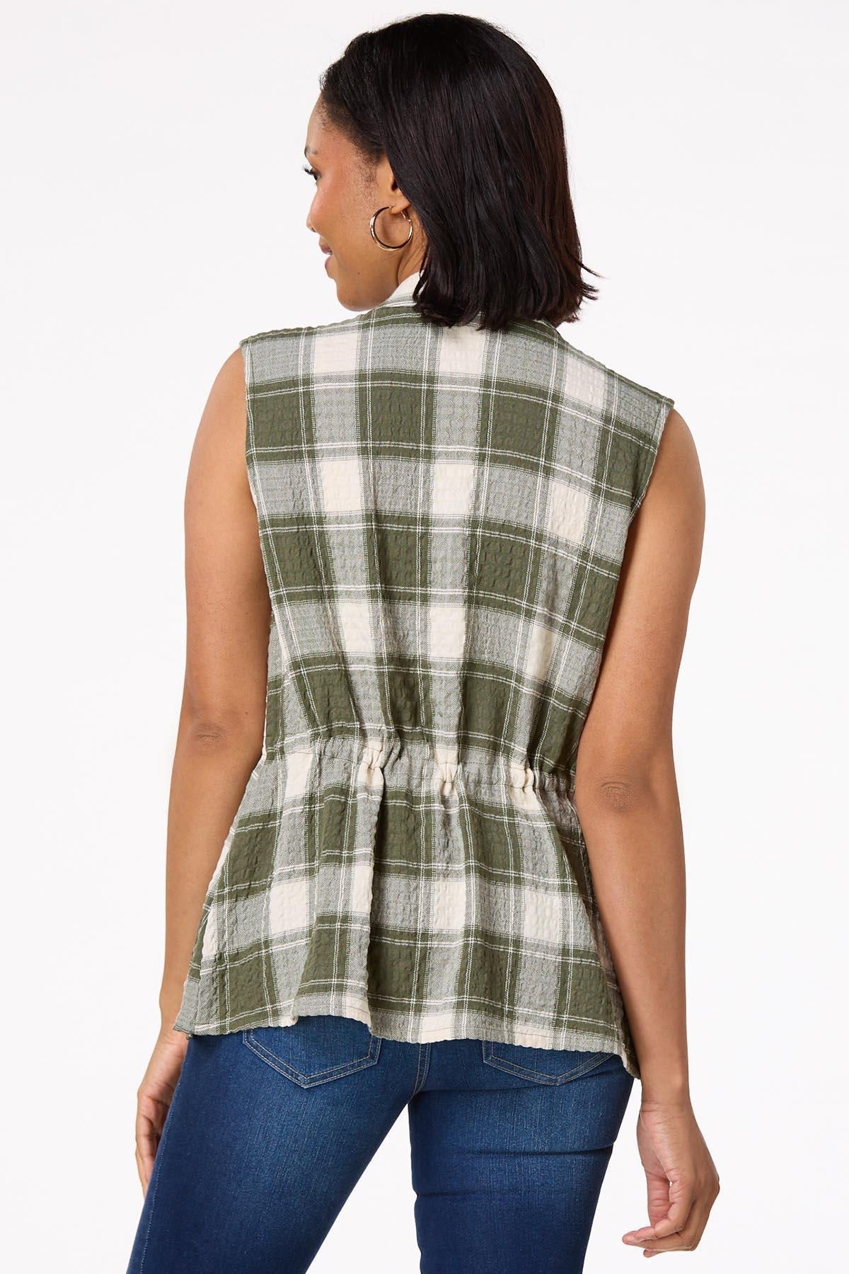 Cato Fashions Women's Cinched Plaid Vest