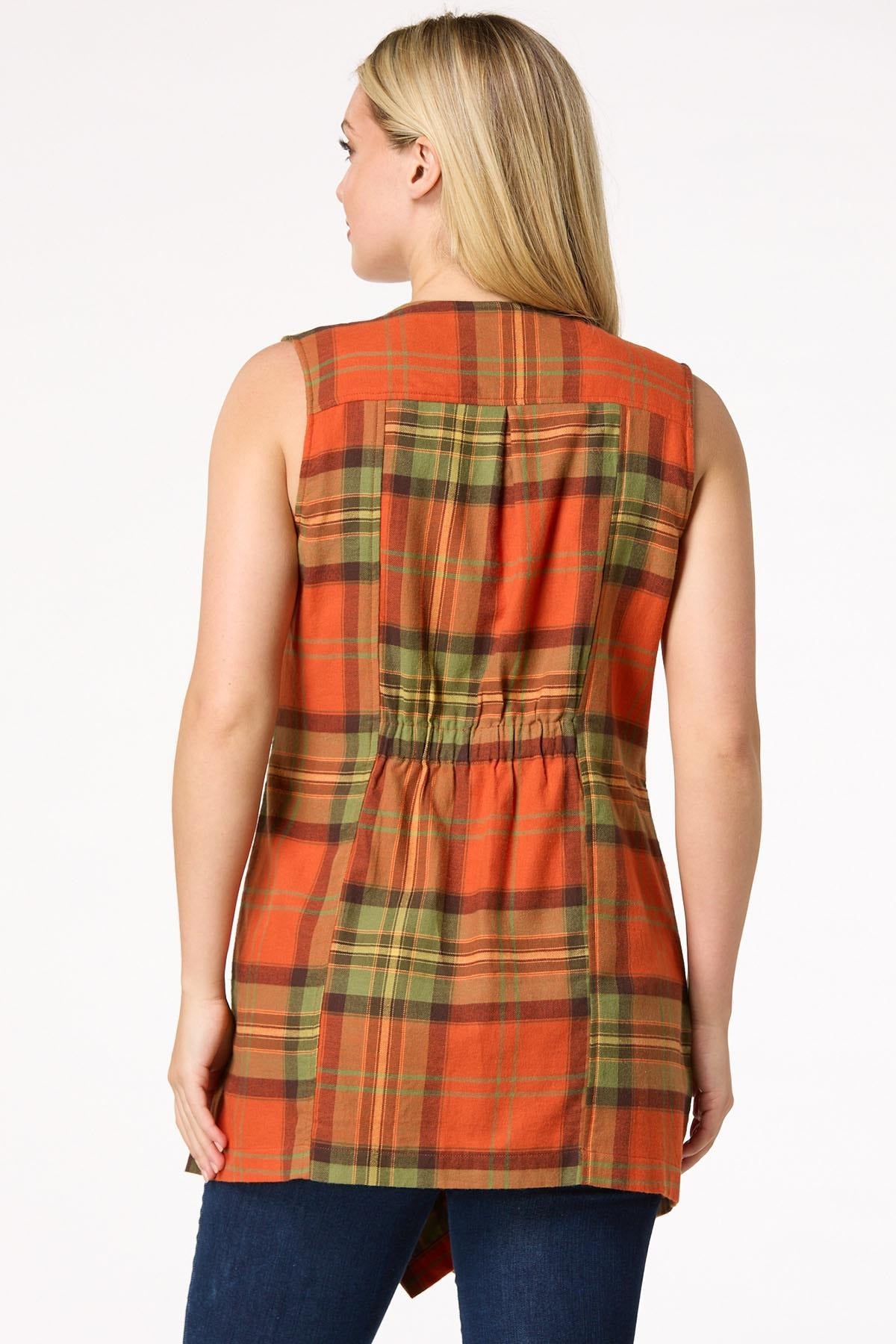 Cato Fashions Women's Plaid Draped Vest