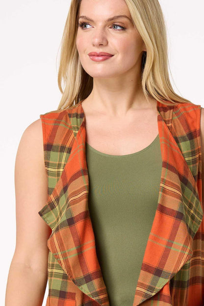 Cato Fashions Women's Plaid Draped Vest