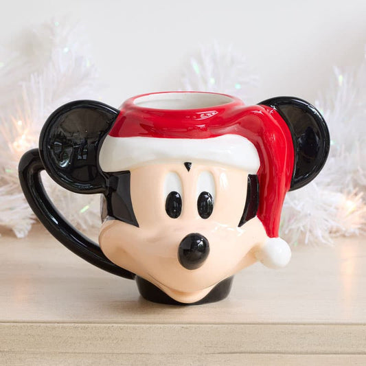 Cracker Barrel Mickey Santa Sculpted Mug