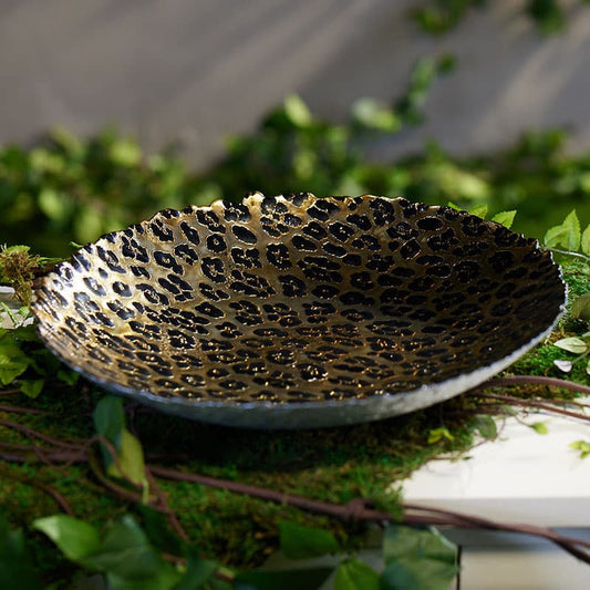 Cracker Barrel Leopard Pattern Glass Bowl