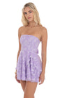 Lucy In The Sky Floral Strapless Asymmetrical Dress in Lavender