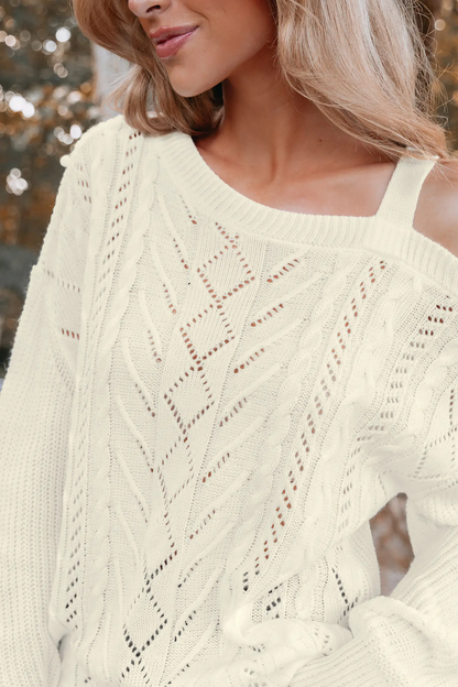 Cupshe Cutout Cable Knit One-Shoulder Sweater (x2)