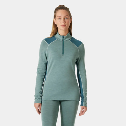 Helly Hansen Women's LIFA Merino Midweight Half-Zip Base Layer - 489 CACTUS