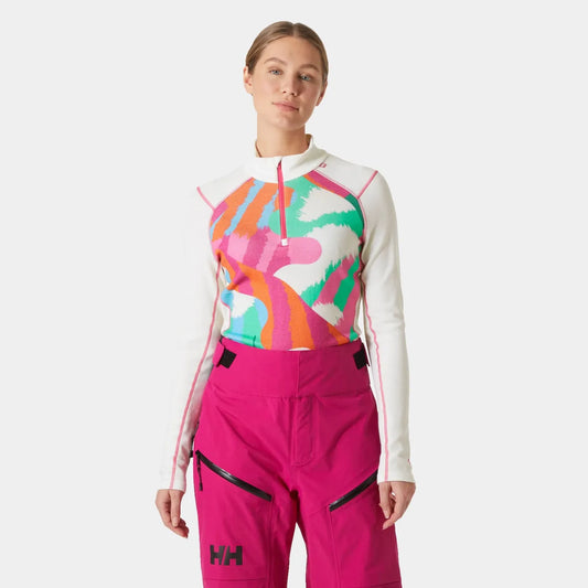 Helly Hansen Women's LIFA Merino Midweight 2-In-1 Graphic Half-Zip Base Layer - 014 OFF WHITE J
