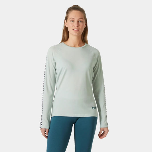 Helly Hansen Women's LIFA ACTIVE Stripe Crew Base Layer - 462 GREEN MIST