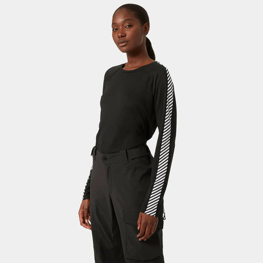 Helly Hansen Women's LIFA ACTIVE Stripe Crew Base Layer - 990 BLACK