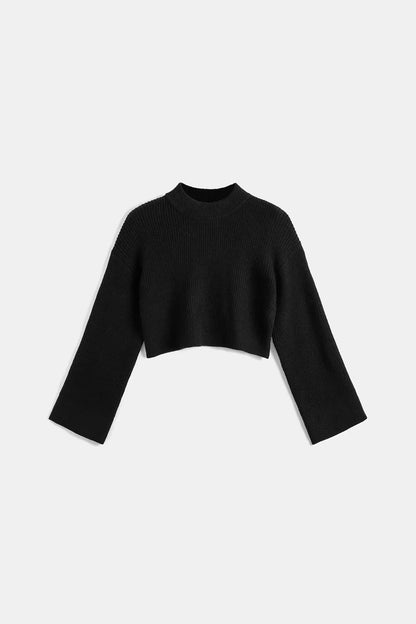 Cupshe x JoJo Dark Night High Neck Flared Sleeve Sweater