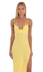 Lucy In The Sky Crepe Rhinestone Corset Maxi Dress in Yellow