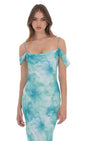 Lucy In The Sky Floral Off Shoulder Maxi Dress in Aquamarine