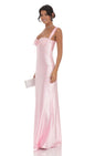Lucy In The Sky Satin Lace-Bust Dress in Pink