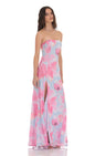 Lucy In The Sky Floral Mesh Strapless Dress in Light Blue