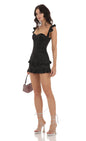 Lucy In The Sky Ruffle Corset Dress in Black
