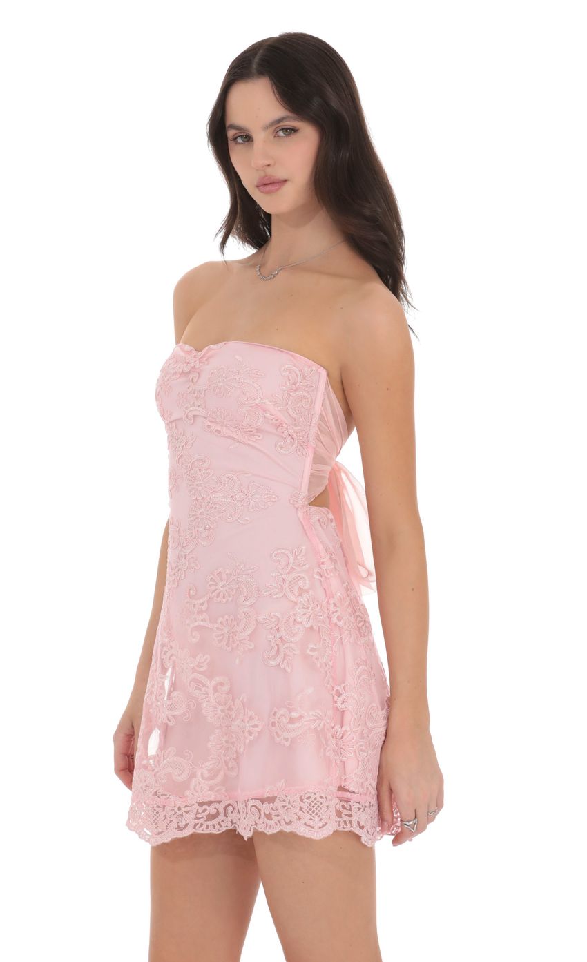 Lucy In The Sky Embroidered Strapless Dress in Pink