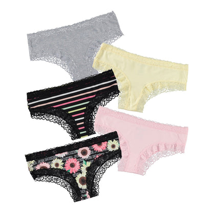 Joe Boxer Women's 5-Piece Microfiber Lace Panty Set