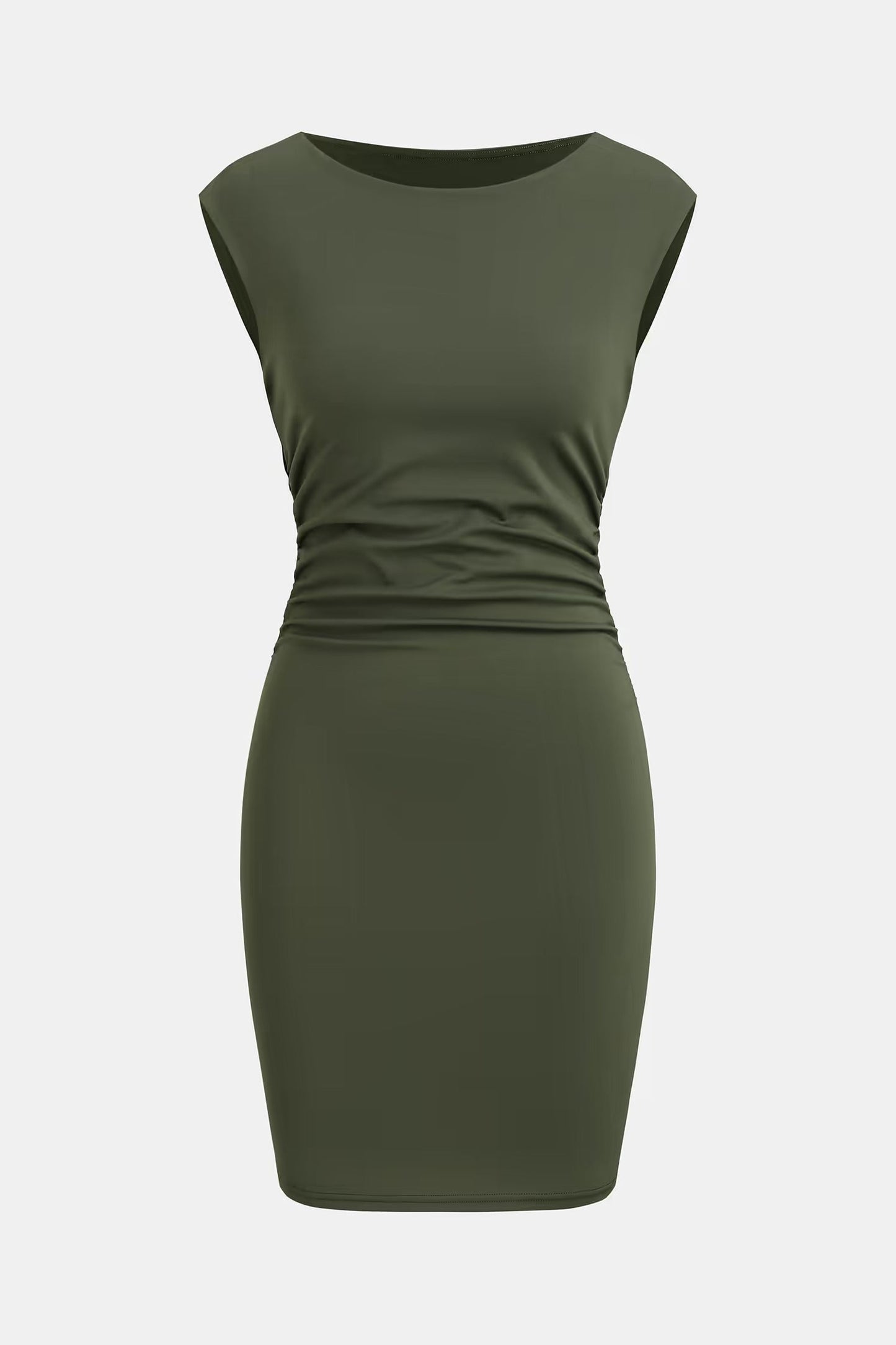 Cupshe x JoJo Olive Green Boatneck Sleeveless Mini Dress