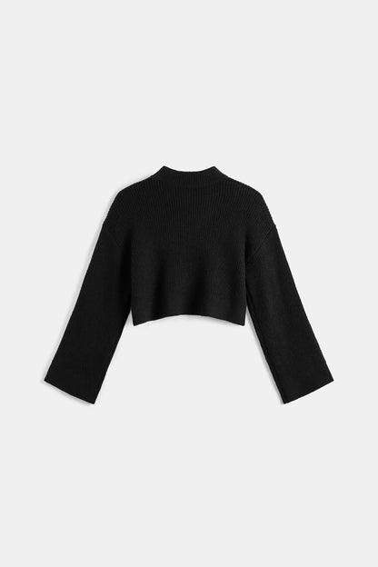 Cupshe x JoJo Dark Night High Neck Flared Sleeve Sweater