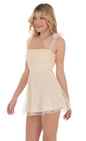 Lucy In The Sky Sequin Beaded A-line Dress in Champagne