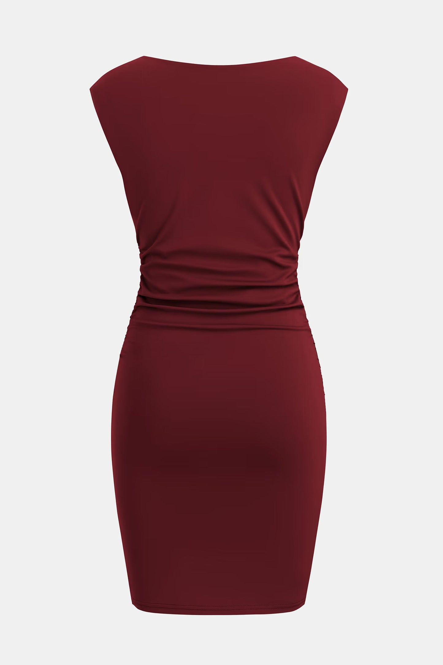 Cupshe x JoJo Red Wine Boatneck Sleeveless Mini Dress