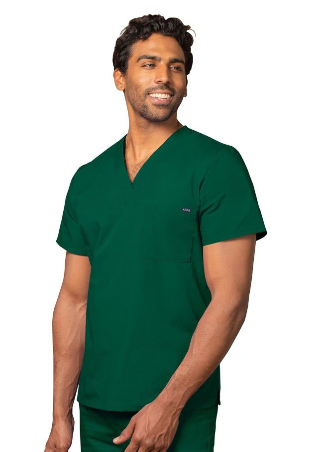 Adar Unisex V Neck Tunic 1 Pocket - Hunter Green - Khaki - Navy