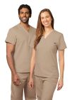 Adar Unisex V Neck Tunic 1 Pocket - Hunter Green - Khaki - Navy