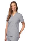 Adar Unisex V Neck Tunic 1 Pocket - Silver Gray - Teal Blue - White