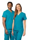 Adar Unisex V Neck Tunic 1 Pocket - Silver Gray - Teal Blue - White