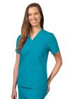 Adar Unisex V Neck Tunic 1 Pocket - Silver Gray - Teal Blue - White