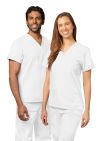 Adar Unisex V Neck Tunic 1 Pocket - Silver Gray - Teal Blue - White