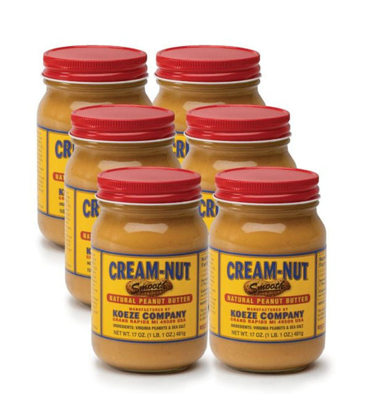 Koeze Case of Cream Nut Natural Smooth Peanut Butter - (6 Jars)