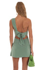 Lucy In The Sky Ruched One Shoulder Mini Dress in Green