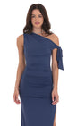 Lucy In The Sky Off Shoulder Tie Strap Maxi Dress in Blue